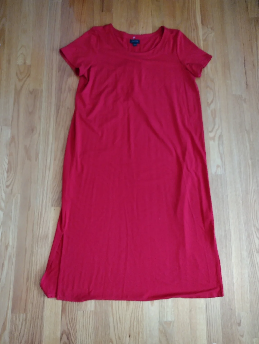 J. Jill Wearever Midi Dress Size M Red Side Slit Workleisure Travel Minimalist - Picture 3 of 5